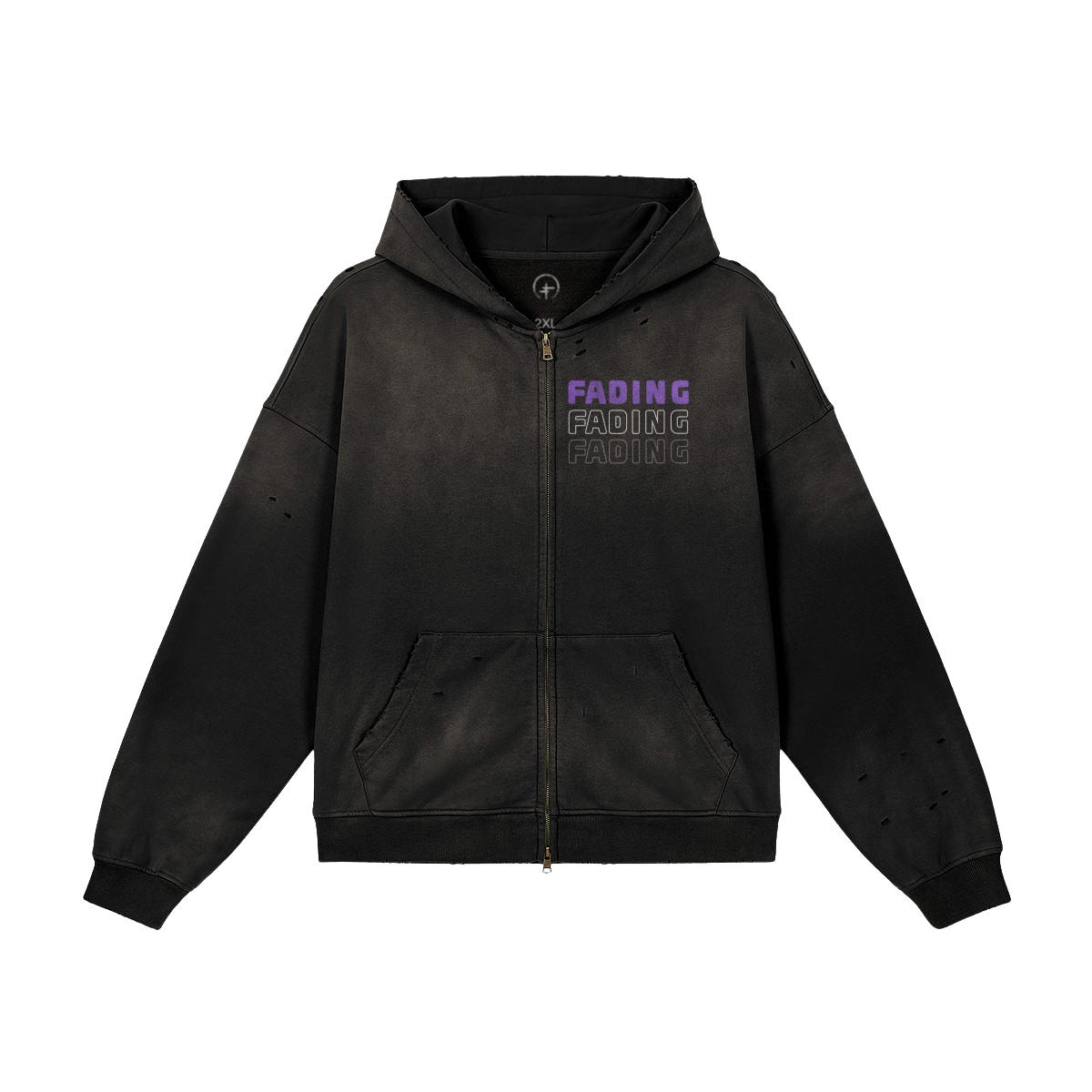 WAKING UP - Sun Faded Distressed Full-Zip Hoodie